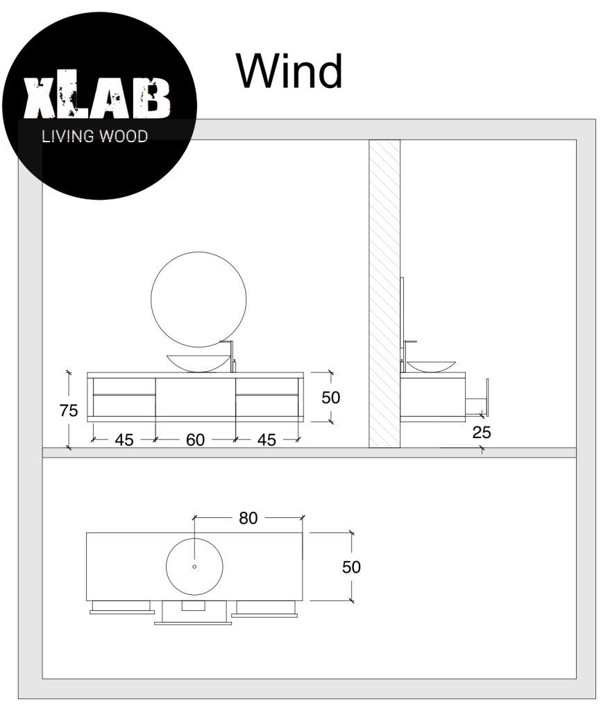 Mobile da bagno legno massello naturale Wild