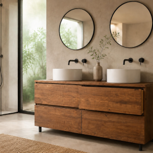Mobile bagno da terra 200 x 50 cm in legno massello teak – Penelope