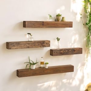 Set di 4 Mensole travi in Legno da parete misura 80×8 35×8 50×8