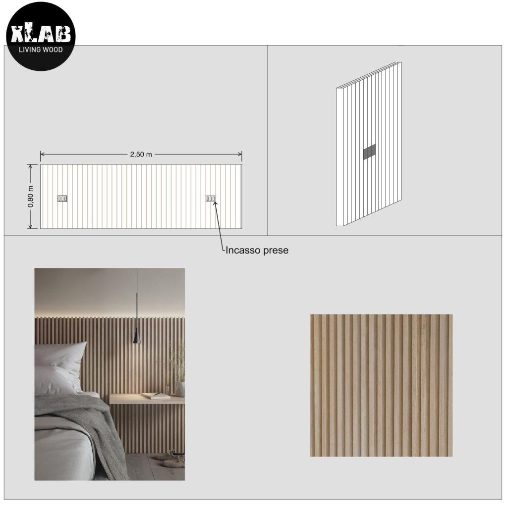 Testi per letto patrimoniale in legno listelli di legno verticali