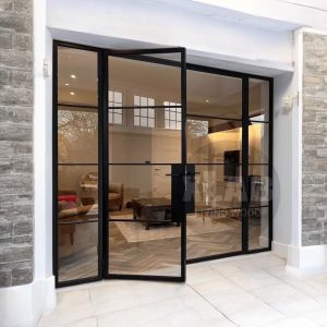 porte interne  in ferro e vetro fumé design industriale su misura