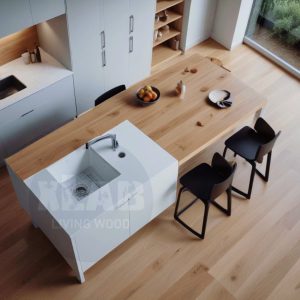 Top in legno massello per isola cucina – Piano snack in castagno naturale su misura