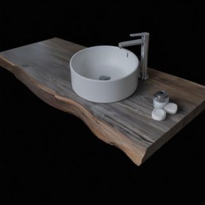 Mensola da bagno in legno massello di larice rustico grigio 120x50x6 cm