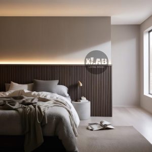 Testiera letto matrimoniale in legno massello – Pannello doghe verticali montaggio facile colore noce scuro