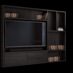 Artemis – Mobile Porta TV in Legno Massello di Frassino Nero con Libreria Integrata