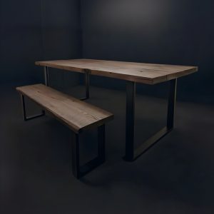 Tavolo Industrial Design Legno e Ferro 160×90 + panca – In Offerta sconto -30%