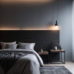 Testiera letto matrimoniale in legno massello doghe orizzontali noce scuro