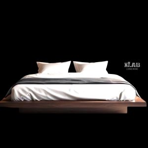 Letto basso giapponese in legno massello con contenitore Modello Kyoto – colore teak L 215 x 200