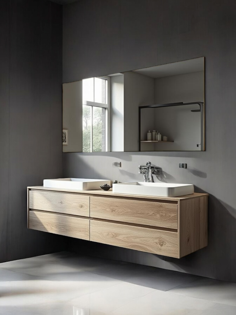Mobile da bagno di DESIGN, quattro cassetti sospeso con due lavabi