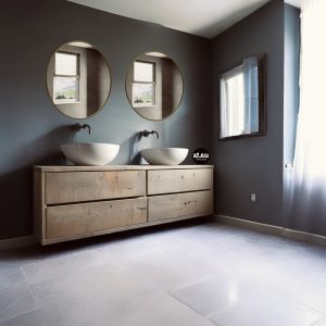 Mobile da Bagno Sospeso 160 cm in Legno Massello con 4 Cassetti – Fatto a mano e su misura