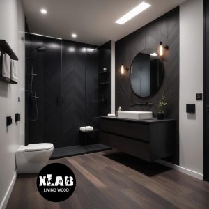 Mobile da Bagno Sospeso in Legno Massello Nero Opaco – 100x60x50 cm 2 Cassetti – Design Moderno per Lavabo da Appoggio