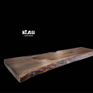 Top penisola cucina in legno massello taglio tronco rustico, pezzo unico L 180 x 50 x 7 – Castagno