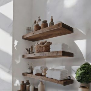 Mensola da Parete in Legno Massello di Larice Rustico – Larghezza 80 cm, Profondità 20 cm, Spessore 5 cm