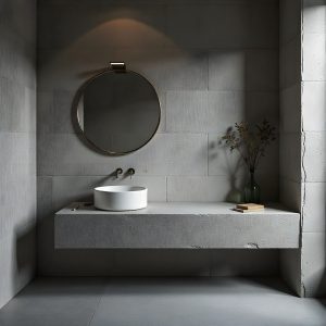 Mensola Lavabo Effetto Cemento grigio L 160 X 50 H 40 cm | Mod. Block02