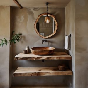 Coppia di Mensole da Bagno in Legno Massello di Cedro del Libano 90x45x7 cm – Edizione Limitata