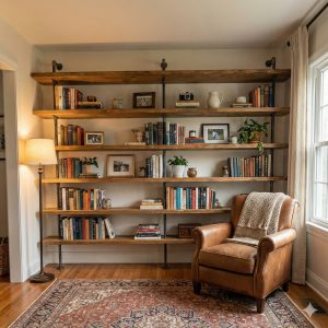Libreria Industriale in Legno Massello e Ferro Grezzo | Modello Omero – L 360 x H250 cm