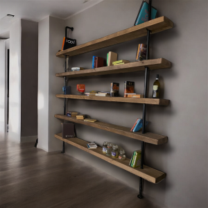 Libreria Industriale in Legno Massello e Ferro Grezzo | Modello Omero – L150 x H250 cm