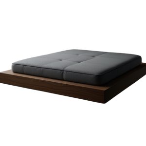 Letto Matrimoniale Basso 200×220 in Legno Noce con Rete 180×200 – Design Minimal Feng Shui