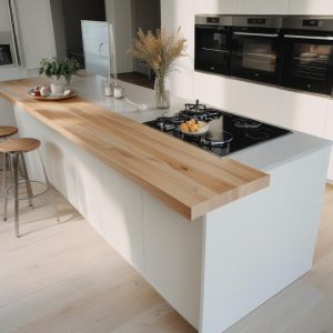 Piano Snack Cucina in Legno Massello 180x40x6 | Top per Isola Cucina su Misura