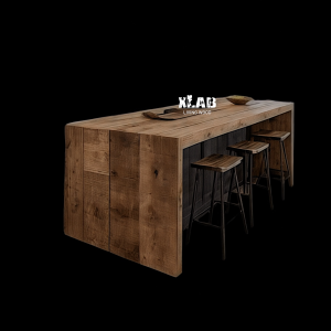 Isola Cucina in Legno Massello banco da lavoro L 194 x 120 H 100 cm | Stile Industriale Moderno