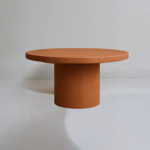 Tavolo rotondo in micro cemento effetto pietra colore ruggine diametro 140 cm artigianale