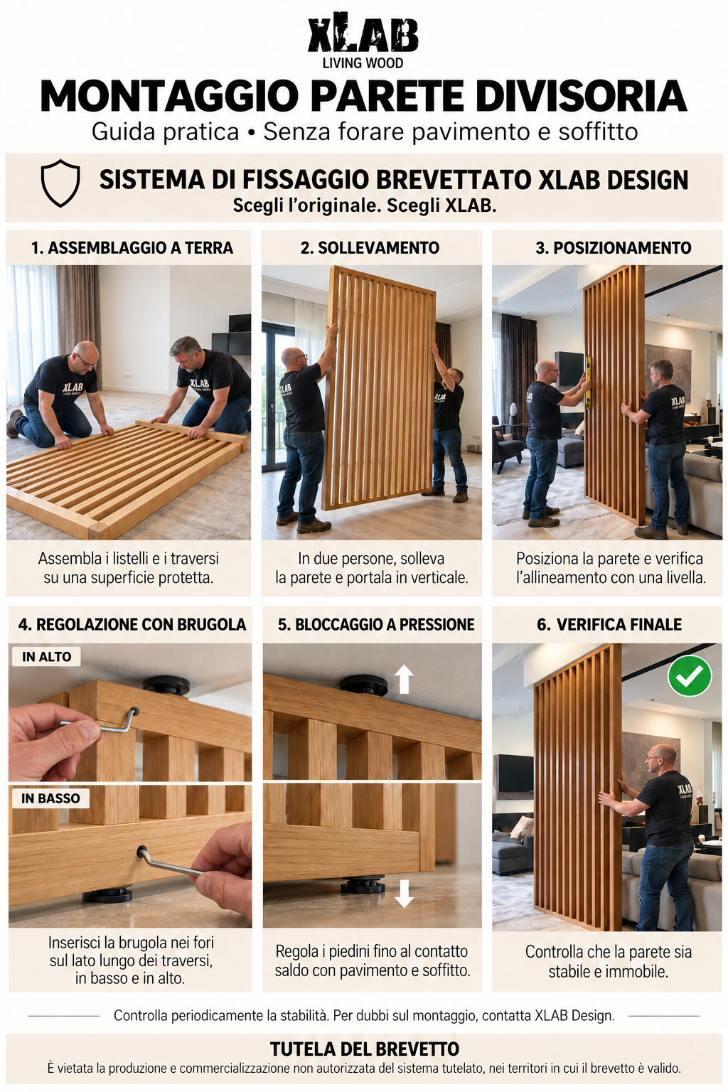Istruzioni di montaggio per parete divisoria di stelle di legno verticale