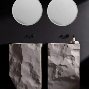 Lavabo Free Standing Bagno Effetto Pietra Bianco | Microcemento Artigianale XLab DESIGN