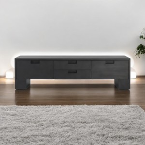 Porta TV 180×50 in Legno Massello Moderno – Finitura Grigio Antracite | XLab DESIGN