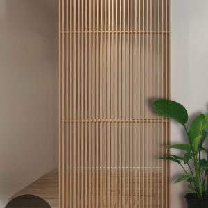 Porta Scorrevole in Legno Rovere con Listelli Verticali e Binario a Soffitto | Modello Doriana