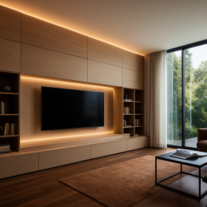 Parete Attrezzata Soggiorno Porta TV in Noce Nazionale – Su Misura, Design Moderno