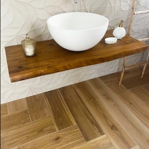 Mensola da bagno per lavabo – in legno massello teak resistente all’umidità