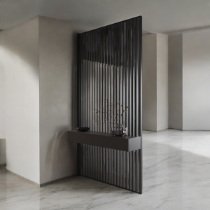 Parete Divisoria con Listelli in Legno e Cassetto – senza bucare pavimento e soffitto