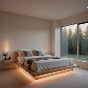 Letto contenitore in legno con LED e rete sollevabile | Artigianale e su misura