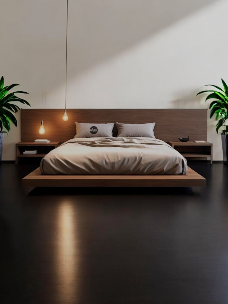 Letto matrimoniale in legno massello “Zenwood” | Design moderno sospeso ...