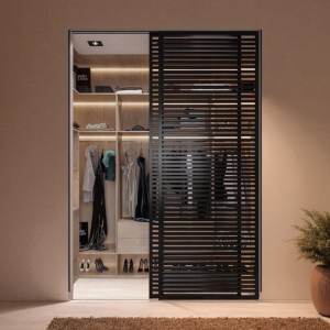 Porte scorrevoli in legno con binario a soffitto – divisorie artigianali su misura XLab DESIGN