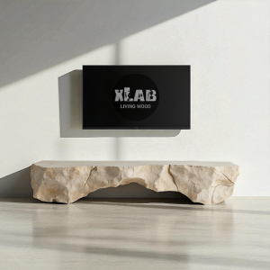 ORFEO – Mobile Porta TV in Microcemento Effetto Roccia Travertino 180x45x55