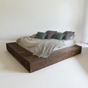 Letto Matrimoniale “Casale” 230×191 cm – Stile Rustico in Legno Massello Anticato con Rete a Doghe Inclusa