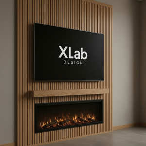PARETE PORTA TV E CAMINO ELETTRICO O BIOETANOLO 200×260 CM – MODELLO AXIS