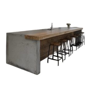 Isola Cucina stile Industrial cemento XLab – Microcemento e Legno Massello Artigianale