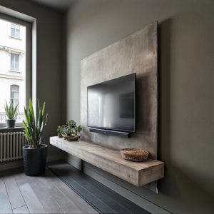 Mobile porta TV effetto cemento 233×190 cm – “Milo” by XLab DESIGN