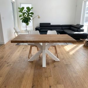 Tavolo da pranzo design moderno in legno gamba centrale Ted