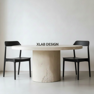 Tavolo Rotondo Monolith 120 bianco crema in Microcemento Artigianale XLab DESIGN