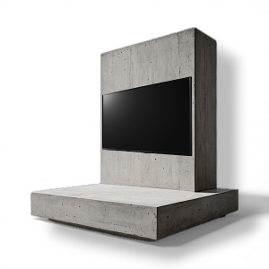 X-Monolite TV Block – Mobile Porta TV Free-Standing in Effetto Cemento Artigianale