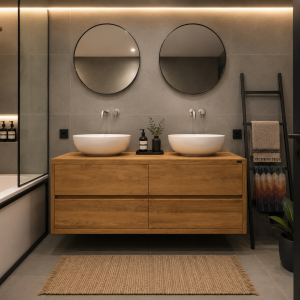 Mobile Bagno Almira 160×60 in Legno Massello di Castagno Rovere – 4 Cassetti Artigianali Made in Italy
