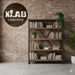 Libreria Stile Industriale Loftbridge in Legno Massello e Ferro Naturale | Design XLAB Living Wood