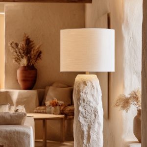 Lampada da Terra Scultura “Lithos mediun” – Design Materico Artigianale Effetto Roccia, Opera Unica Numerata