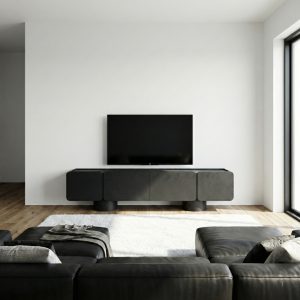 Mobile TV Design “Petra” Microcemento Nero – artigianale