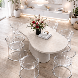 Tavolo 280 cm in Microcemento Artigianale – 10 Posti con Base Monolitica Centrale XLab