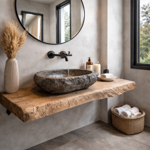 Mensola Bagno Larice Massello 100×50 “Antica Natura” – Design Rustico Xlab