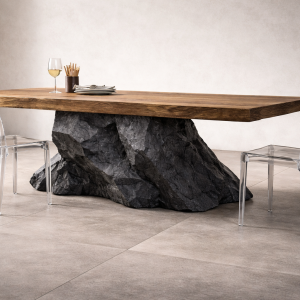MAGMA & ANIMA: Il Tavolo Scultoreo in Castagno e Roccia Vulcano – Limited Edition